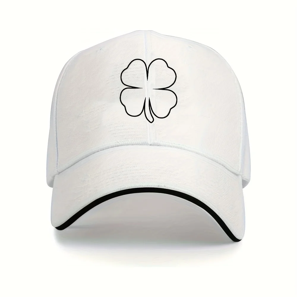 Four Leaf Clover Baseball Cap Polyester Embroidered Graphic Adjustable Casual Unisex Sports Hat