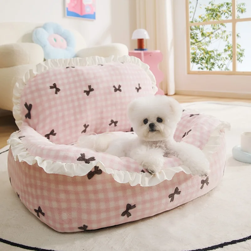 

Comfortable Pet Bed A Soft And Cozy Pink Dog And Cat Bed Suitable For All Seasons Thickened For Small And Medium-sized Pets