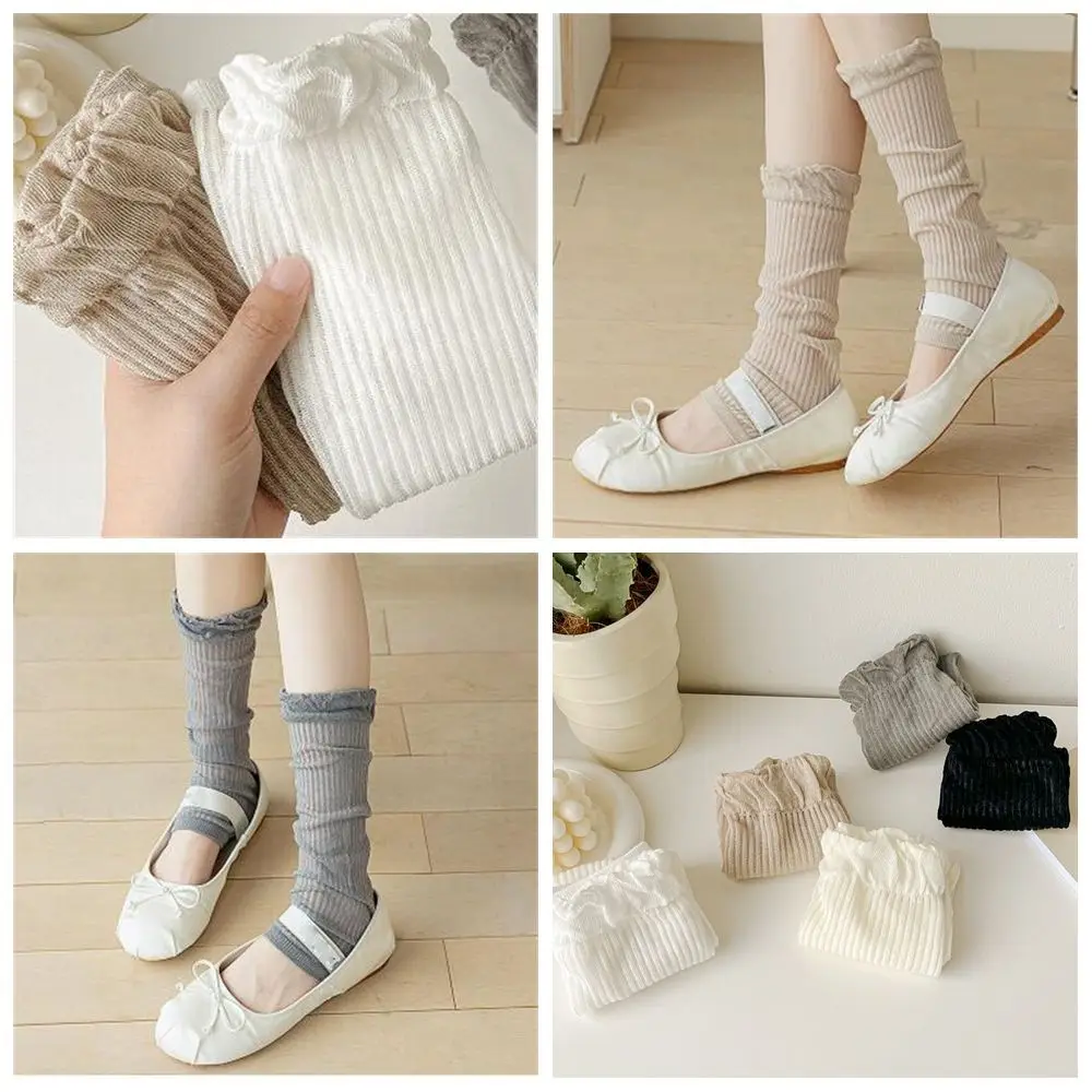 

Breathable Short Socks New Ultra-thin Spring Summer Ballet Socks Harajuku Street Y2K Ruffles Knee Socks