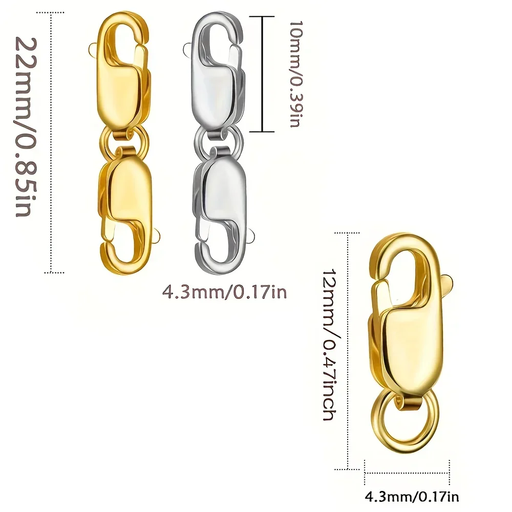 Karabinerverschluss mit geschlossenen Biegeringen, 18 Karat vergoldetes Silber, Halskettenverschlüsse und Verschlüsse für die Schmuckherstellung