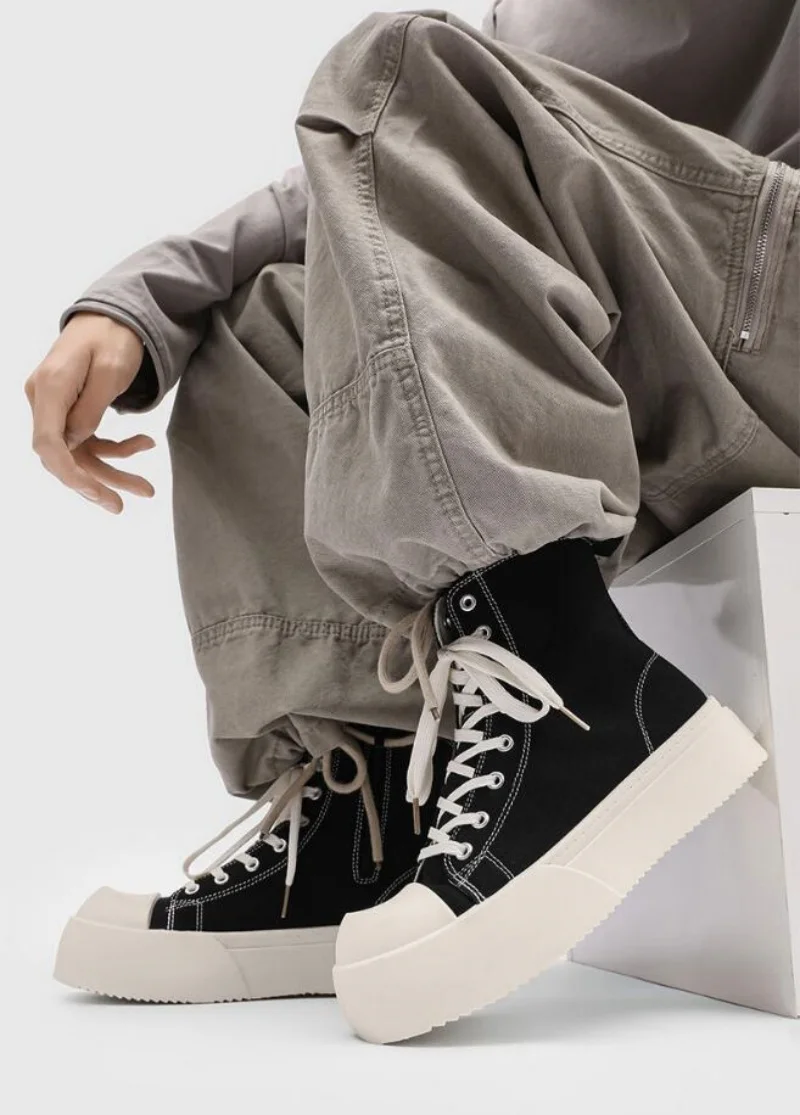 Black High Top Sneakers Men Height Increasing Shoes Fashion Designer Shoes Platform Men's Casual Sneakers Zapatillas De Deporte