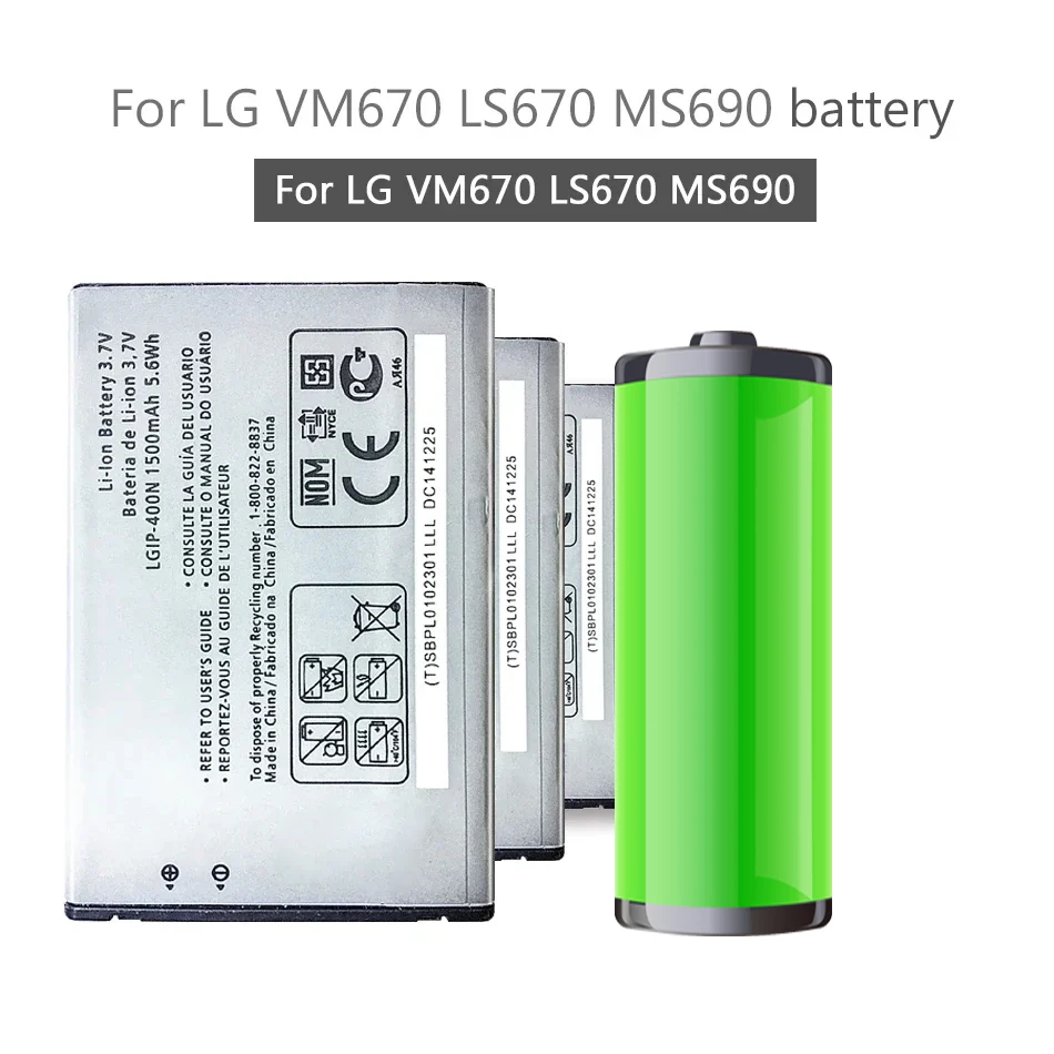 1500mAh LGIP-400N battery for LG OPTIMUS M/C/U/V/T/S/1 VM670 LS670 MS690 P500 P509 P503 P520 GX200 GX300 GW620 GM750  GT540