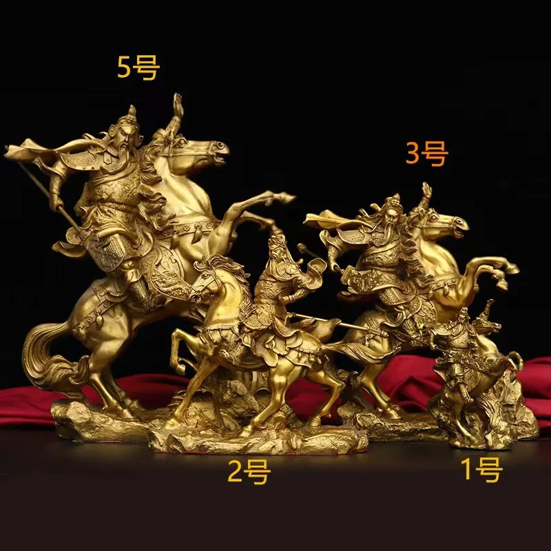 Montado a caballo de latón Guan Gong, decoración suave de Metal, decoración del hogar, adorno de escritorio de oficina, una pieza, envío directo, cobre práctico