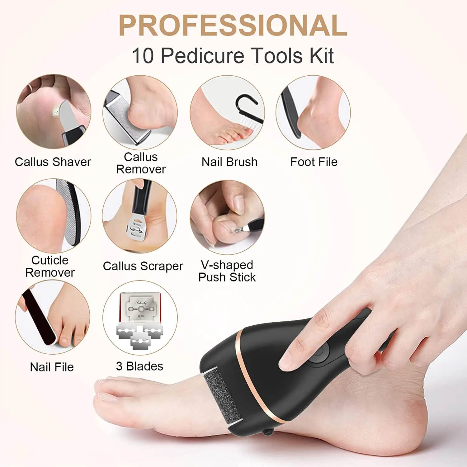 Rechargeable Electric Foot File Leg Heels Remove Hard Cracked Dead Skin Remover Feet Clean Care Machine Pedicure Tools kit