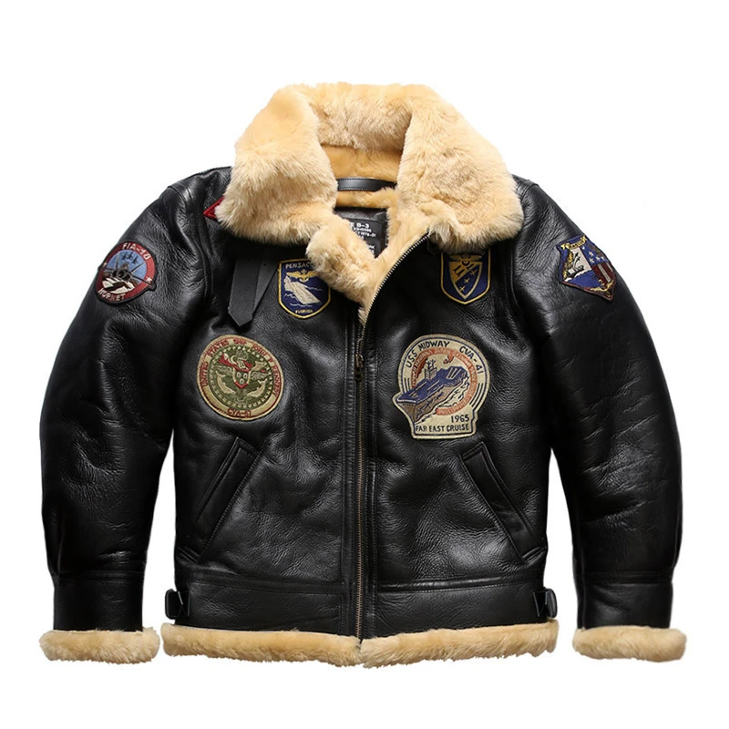 2022 Men\'s U.S Army Air Forces B-3 Type Sheep Leather Jacket Winter Top Quality Vintage Military Super Warm Coat