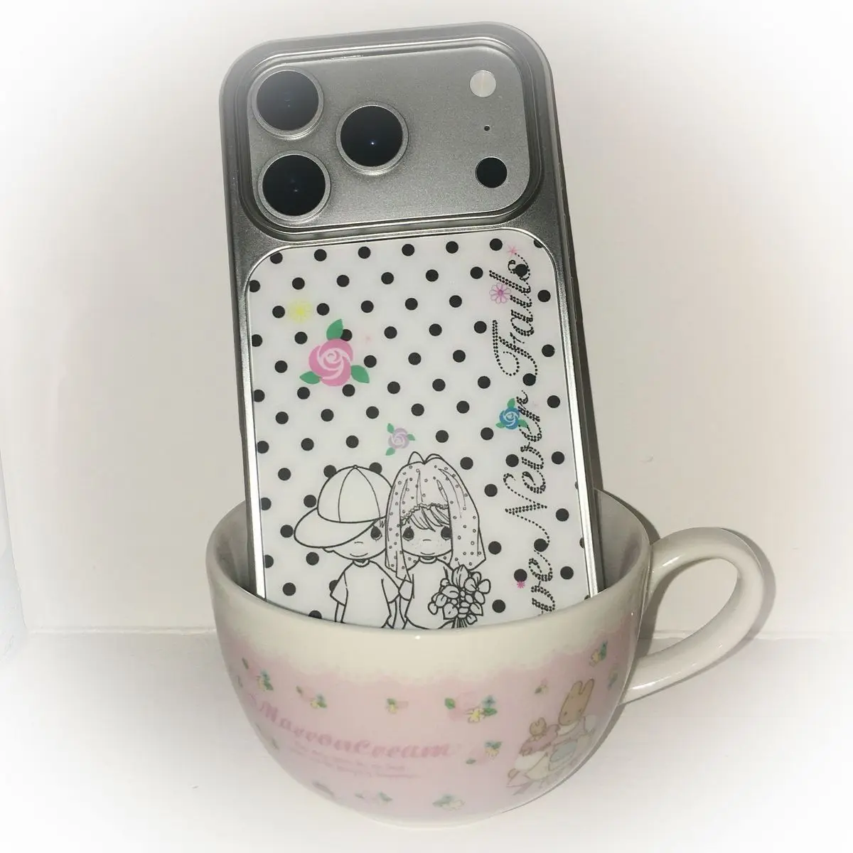 Korean Cartoon Polka Dot Rose Letters Phone Case For Samsung Galaxy S23 S24 S25 S26 PLUS ULTRA FE EDGE Resin Casting Y2K Cover