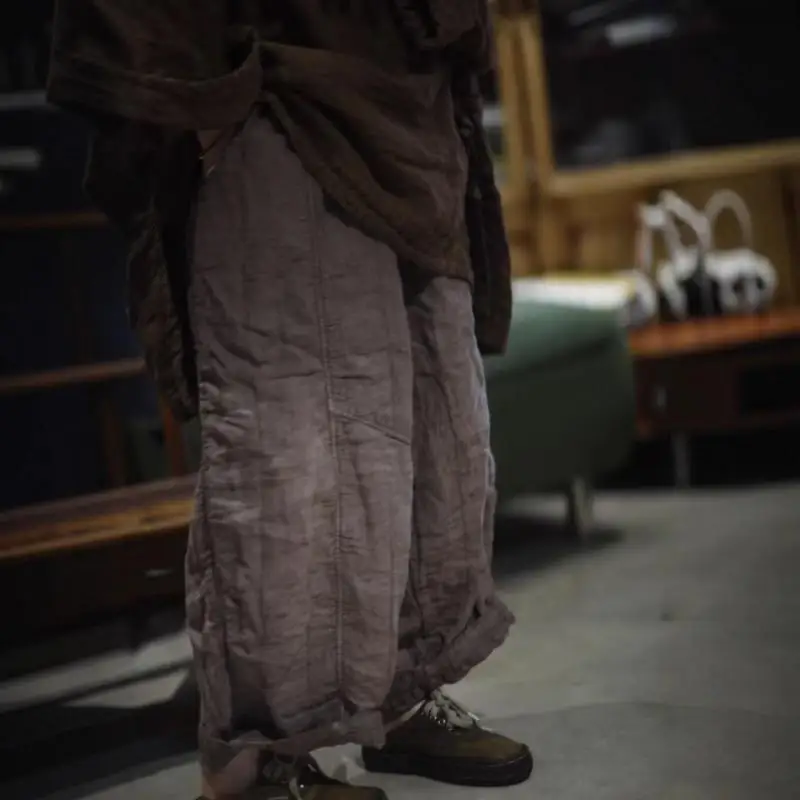 

Autumn Arts Style Women Elastic Waist Loose Ankle-length Pants Thicken Double-deck Cotton Linen Vintage Harem Pants High Quality