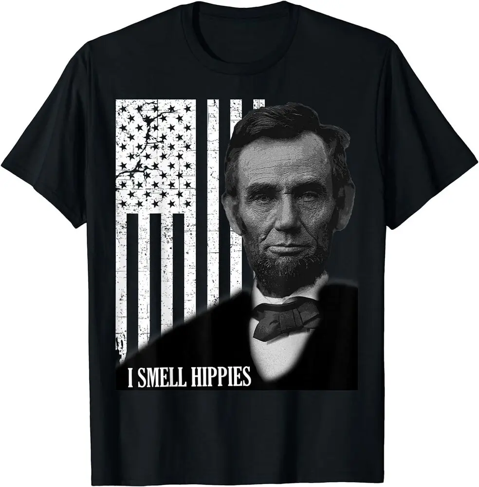 I Smell Hippies Abraham Lincoln Conservative USA T-Shirt For Men Women Summer Tees Cotton Luxury Brand Vintage Oversized