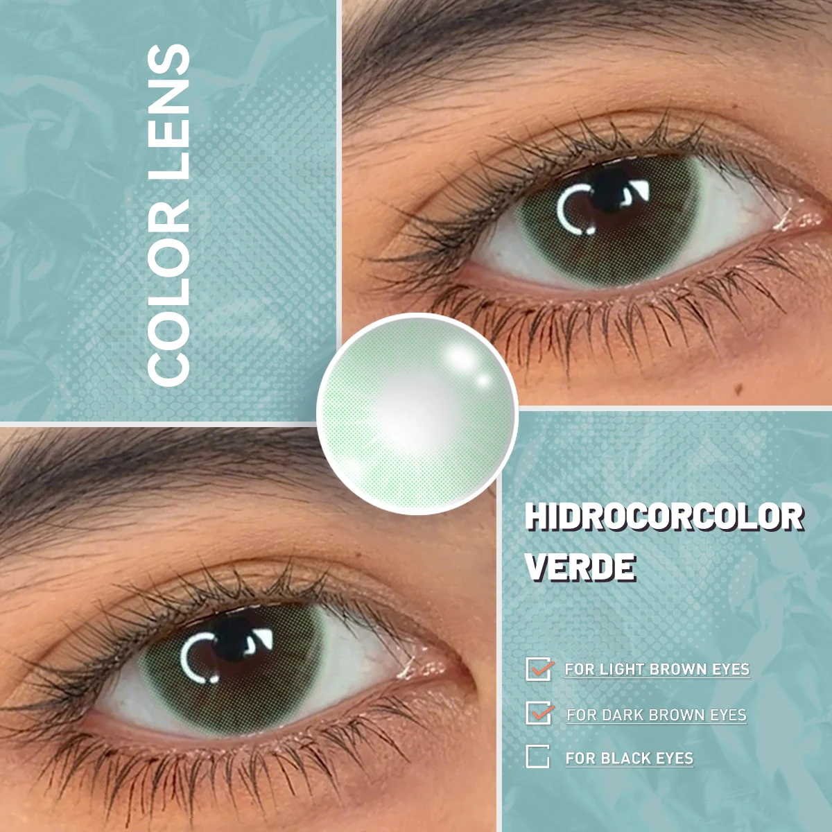 Visuashow Hidrocorcolor Bernstein-Braune Farblinsen für Augen, mit Natürlicher Kleiner Pupille, Jährlich mit Stärke. Weich und bequem, perfekt für den täglichen Gebrauch und das elegante Schönheits-Make-up – Detail 17