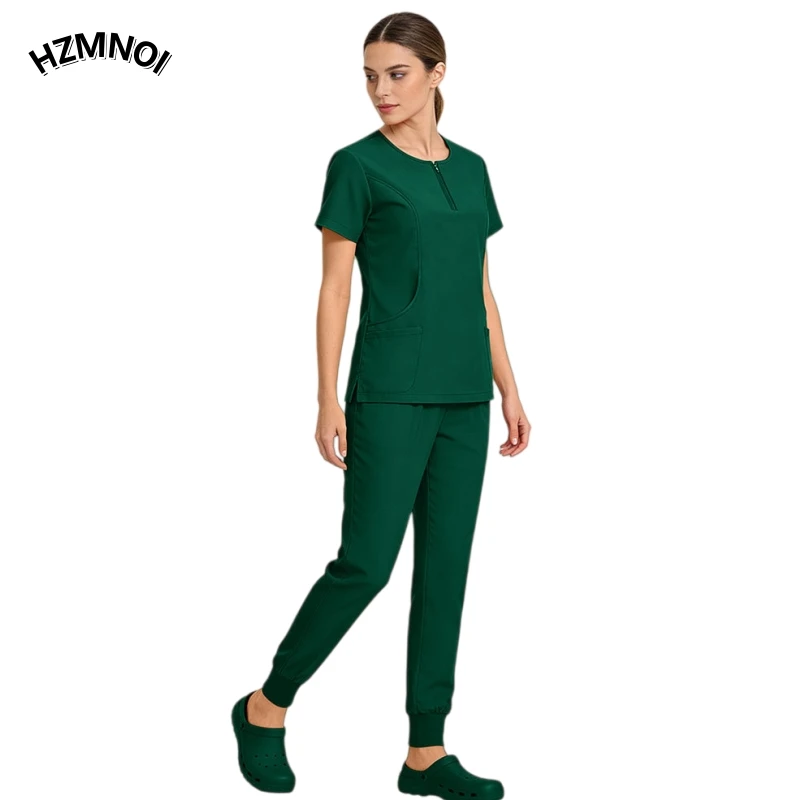 High Elasticity V-neck, Elastic Shrinkage of Pant Legs Surgical Gown Dental Oral Moisture Wicking Short Sleeved Hand Wash Suit