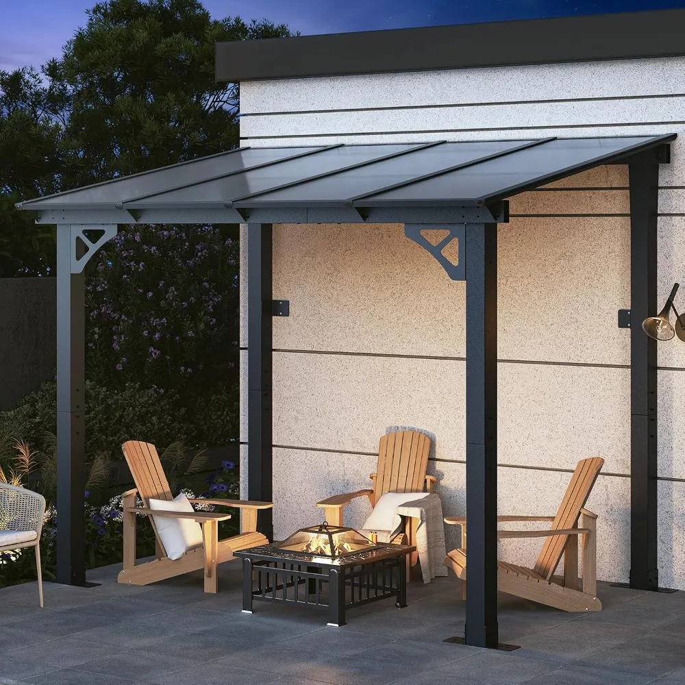 Gazebo for Patio, Gazebo Pergola with Sloped Roof, Black