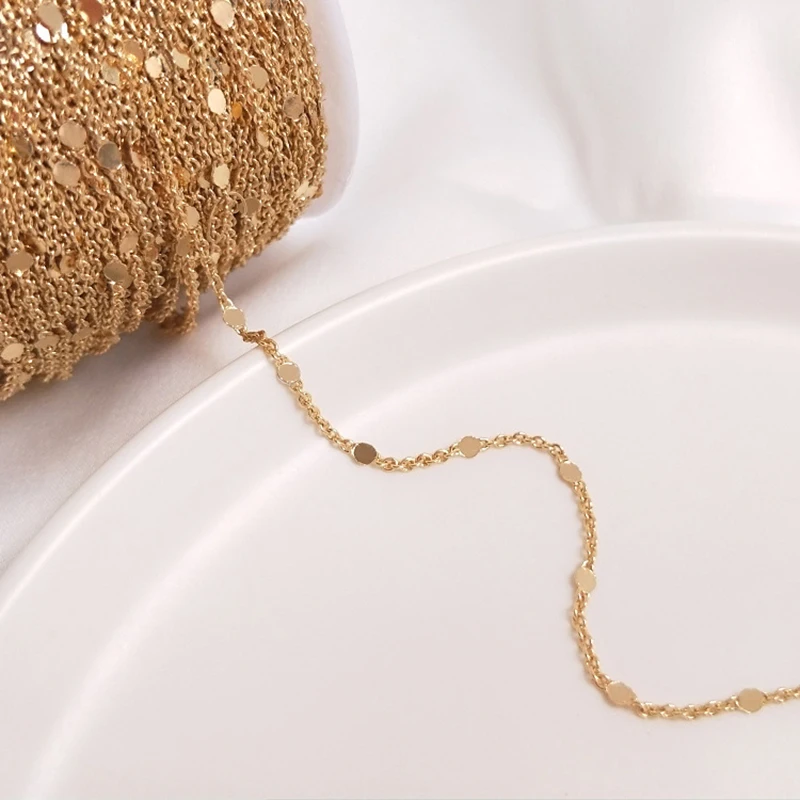 1meter Width 1.5mm Copper Press Rounding Chain Gold Necklace Earring Anklet Bracelet Bulk Chains For Jewelry Making DIY Supplies