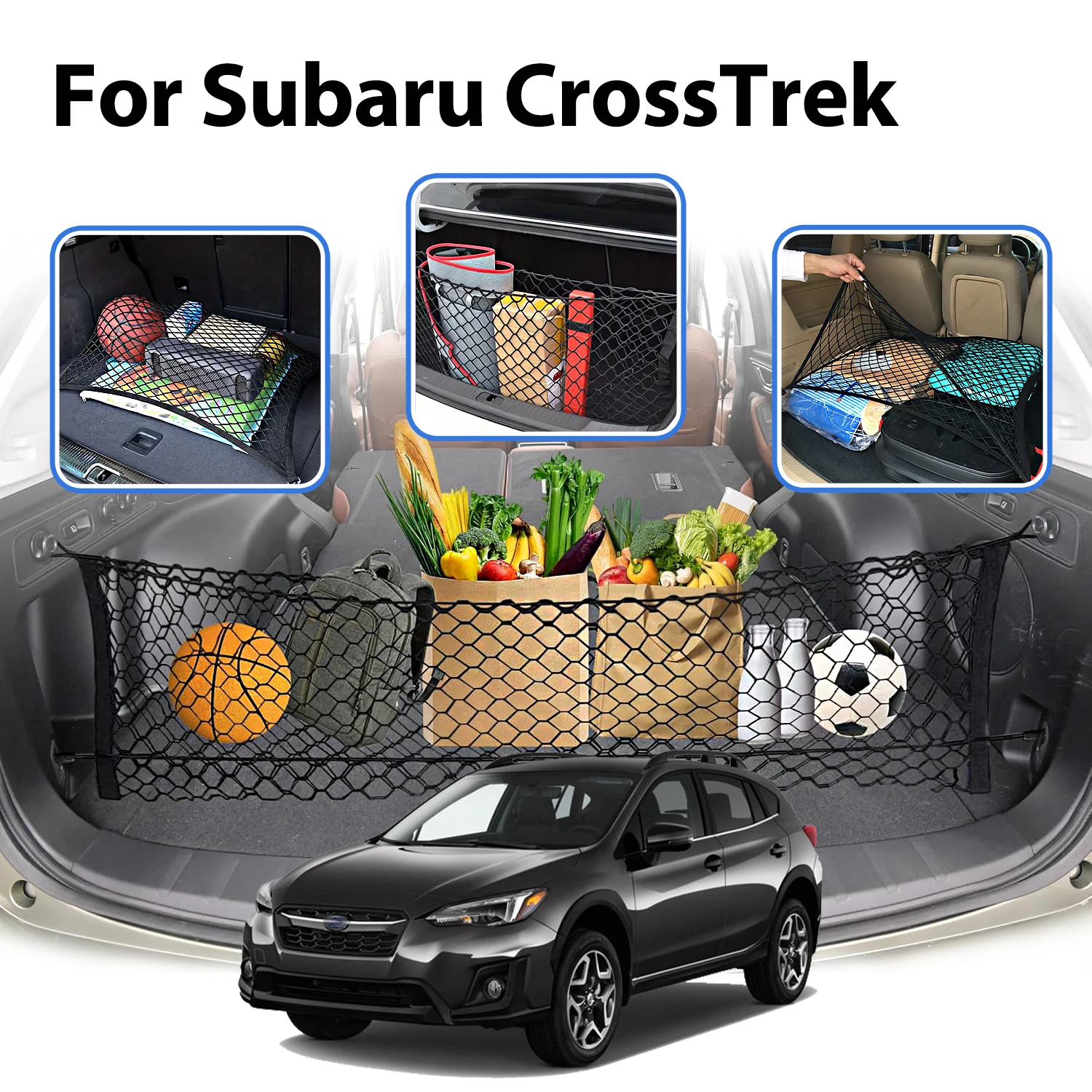 

Car Cargo Net Stretchable,Car Gadgets, Adjustable Elastic Trunk Storage Net with Hook for Subaru CrossTrek