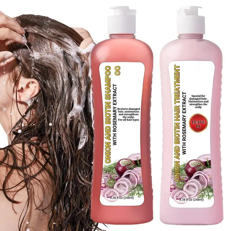 2pcs onion conditioner rosemary shampoo set nourishes hair roots and scalp Revitalizes Hair Follicles 248ml effective hair clean