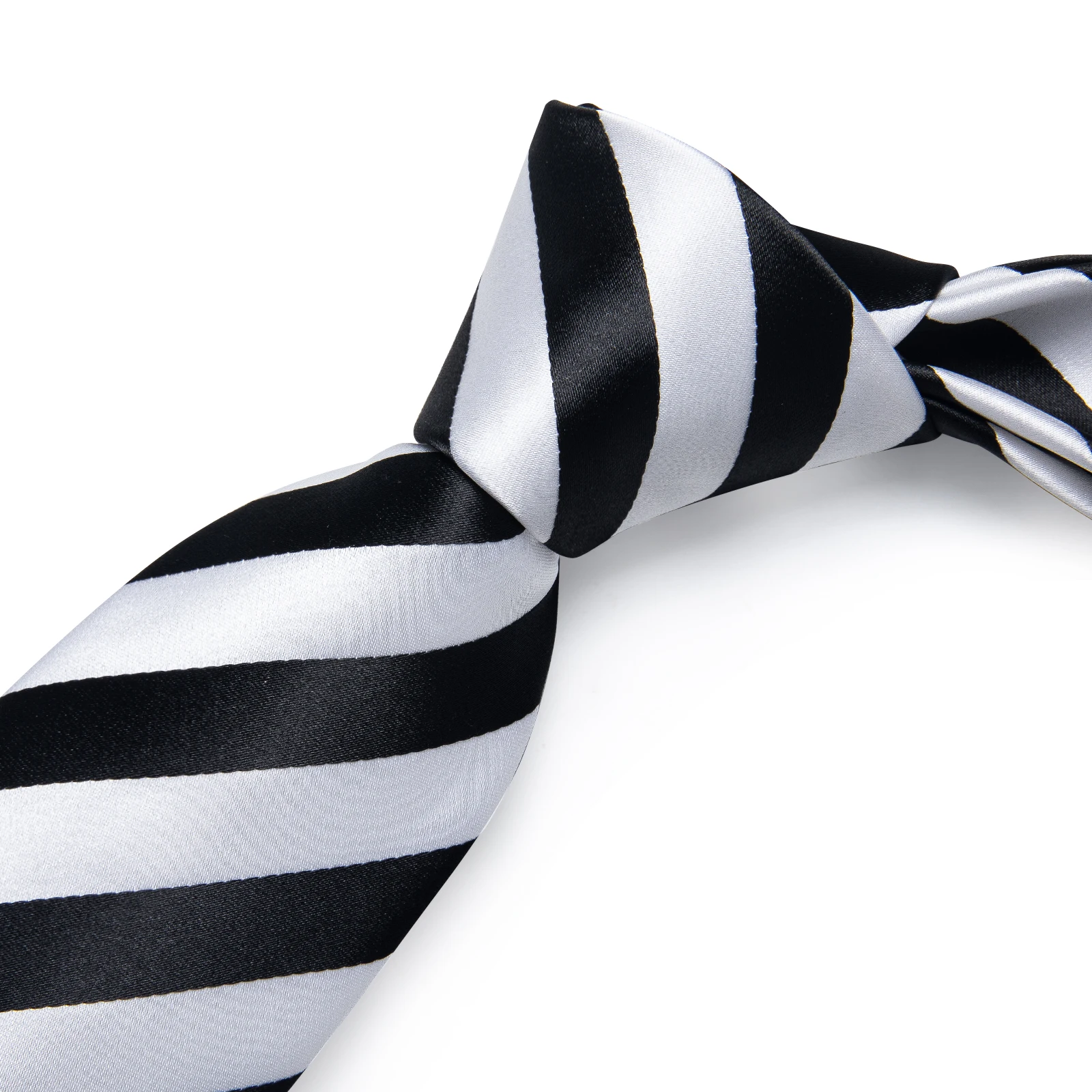 White Black Zebra Striped Ties for Men 8cm Business Wedding Neck Tie Handkerchief Cufflinks Accessories Gift Gravatas Party