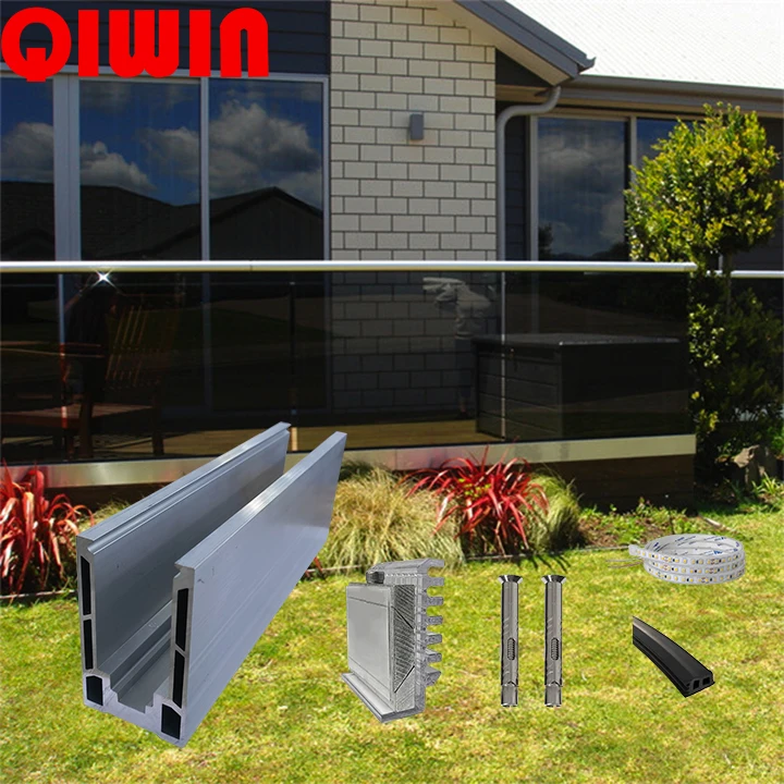 Personalizzazione Ponte esterno per interni Balcone Balaustra in vetro senza telaio Scale Ringhiera Corrimano Ringhiera a canale montata lateralmente a parete