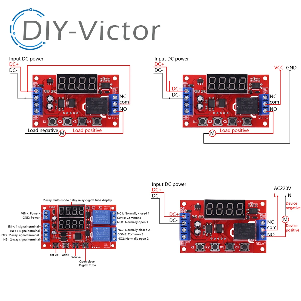 DC 5V 12V 24V 10A Adjustable Time Delay Relay Module 32 52 Modes LED Digital Timming Trigger Timer Control Switch Pulse Cycle