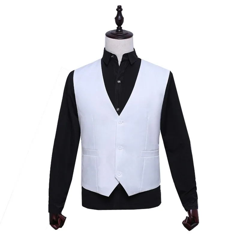 

Vest Men Photograph Compere Stage Vest Costumes Gentleman Gown Horse Clips Waistcoat Black White Ash Choir Costumes Vest