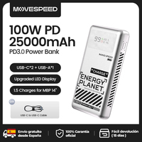 MOVESPEED M25 100W Power Bank 25000mAh 130W Max USB-C Fast Charge External Battery for MacBook iPhone Lenovo Dell Surface Laptop