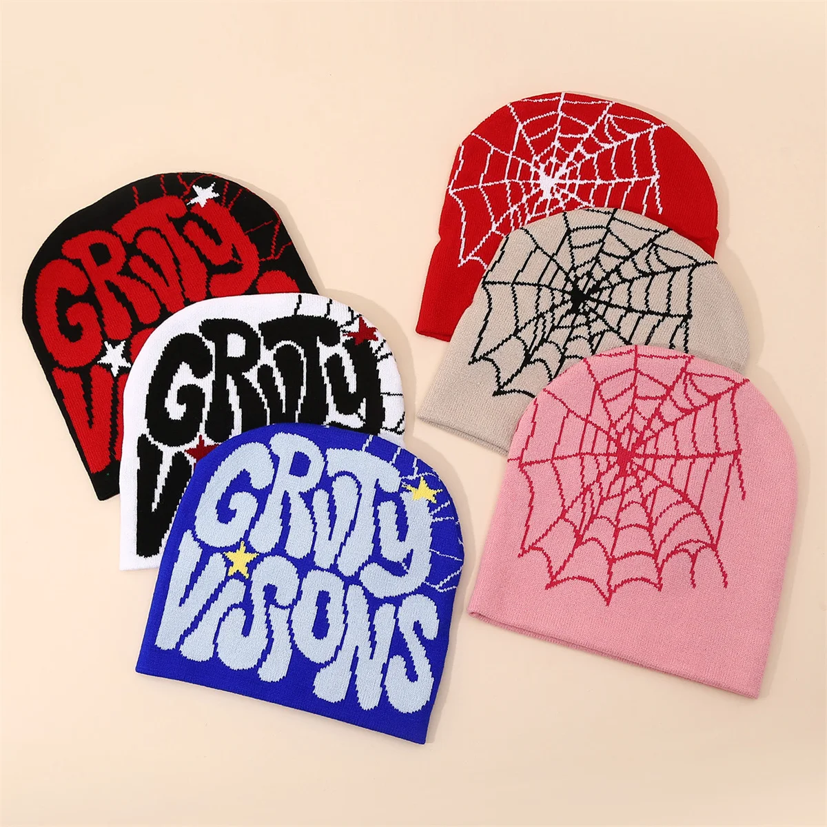 New spider letter fashion knitted hat for men and women double-sided jacquard hat hip-hop street fashion ski beanie