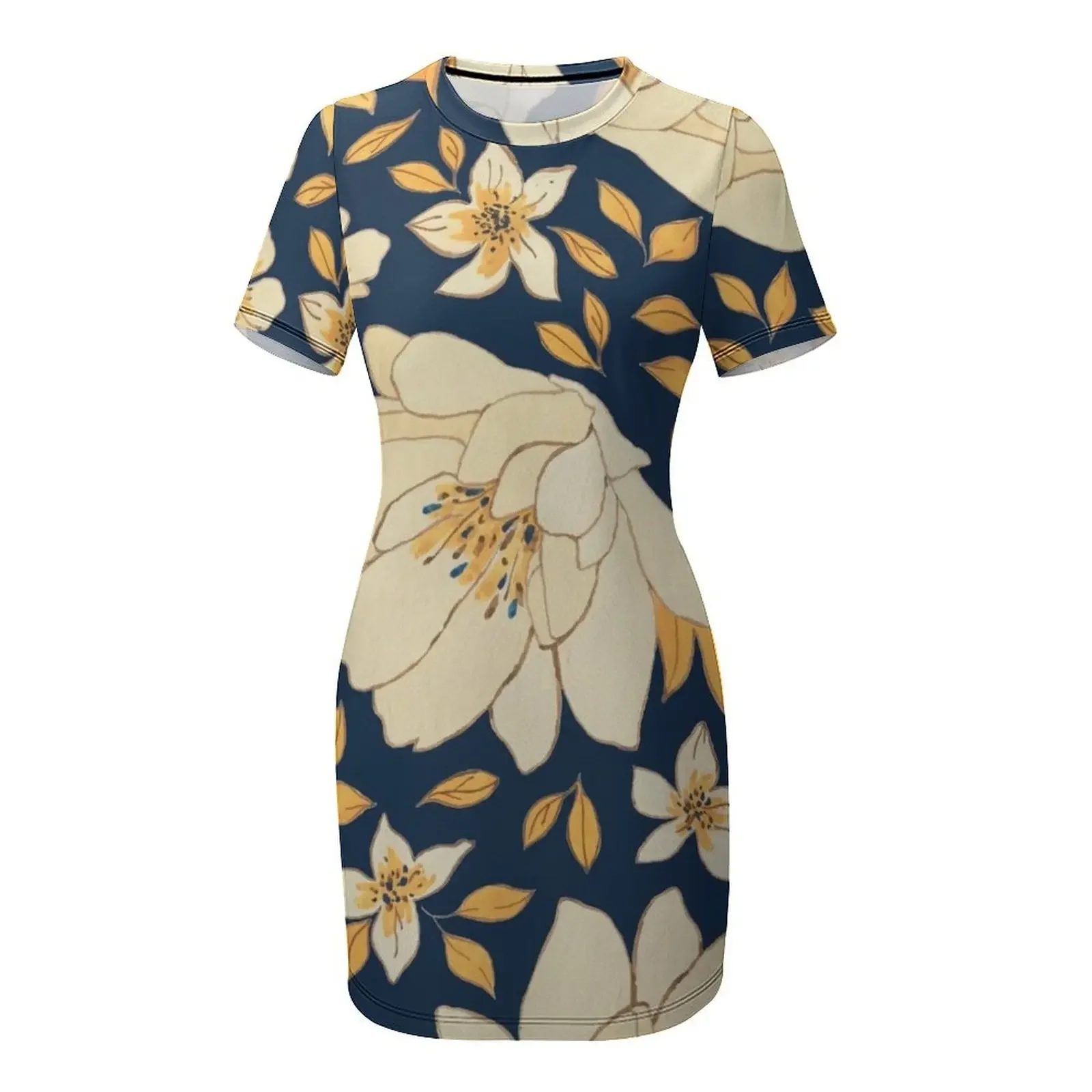 Yellow and Blue Flower Pattern Short-Sleeved Dress prom dresses 2025 Women's summer suit sexy dress for women Dress