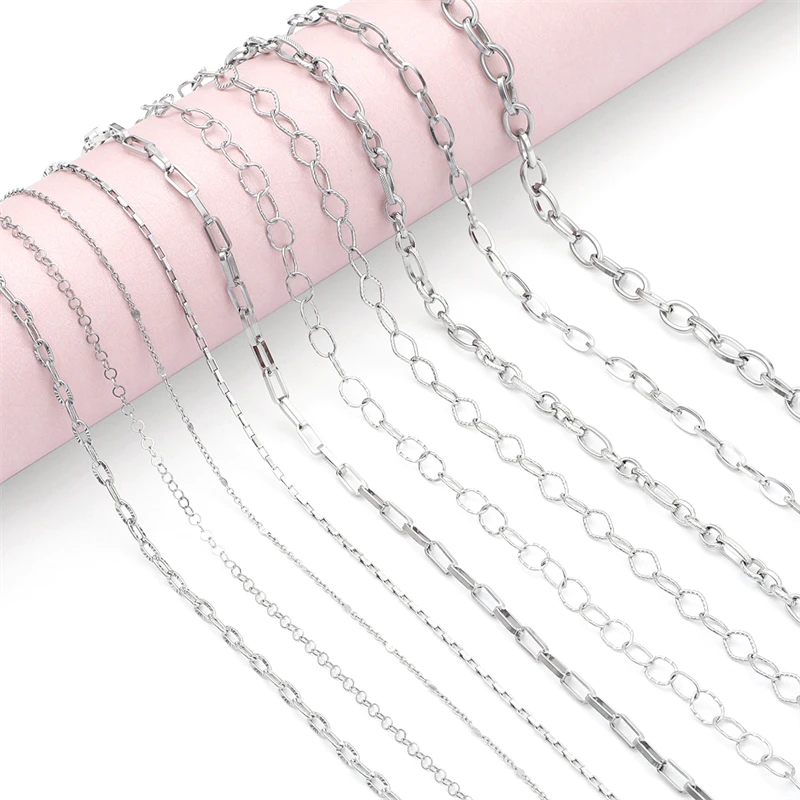 1M Simple Dainty Fashion Multi Style Stainless Steel Jewelry Chain Link Tail Chain for Necklace Bracelet DIY Jewelry Making