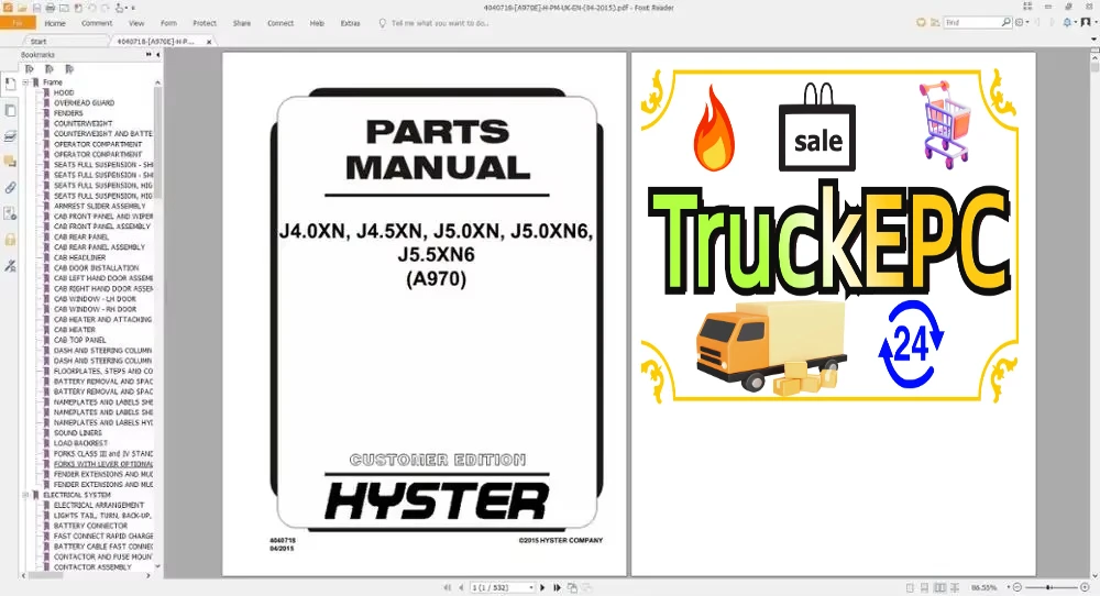 

Вилочный погрузчик Hyster Все модели UK-EU PDF DVD 64 ГБ Руководство по запчастям