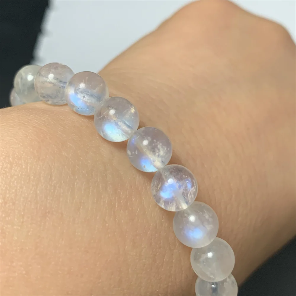

1Piece Transparent Body Natural Silver Blue Light Moon stones Bracelets Women Clear Moonstone Beads Bracelet Strand More Beauty