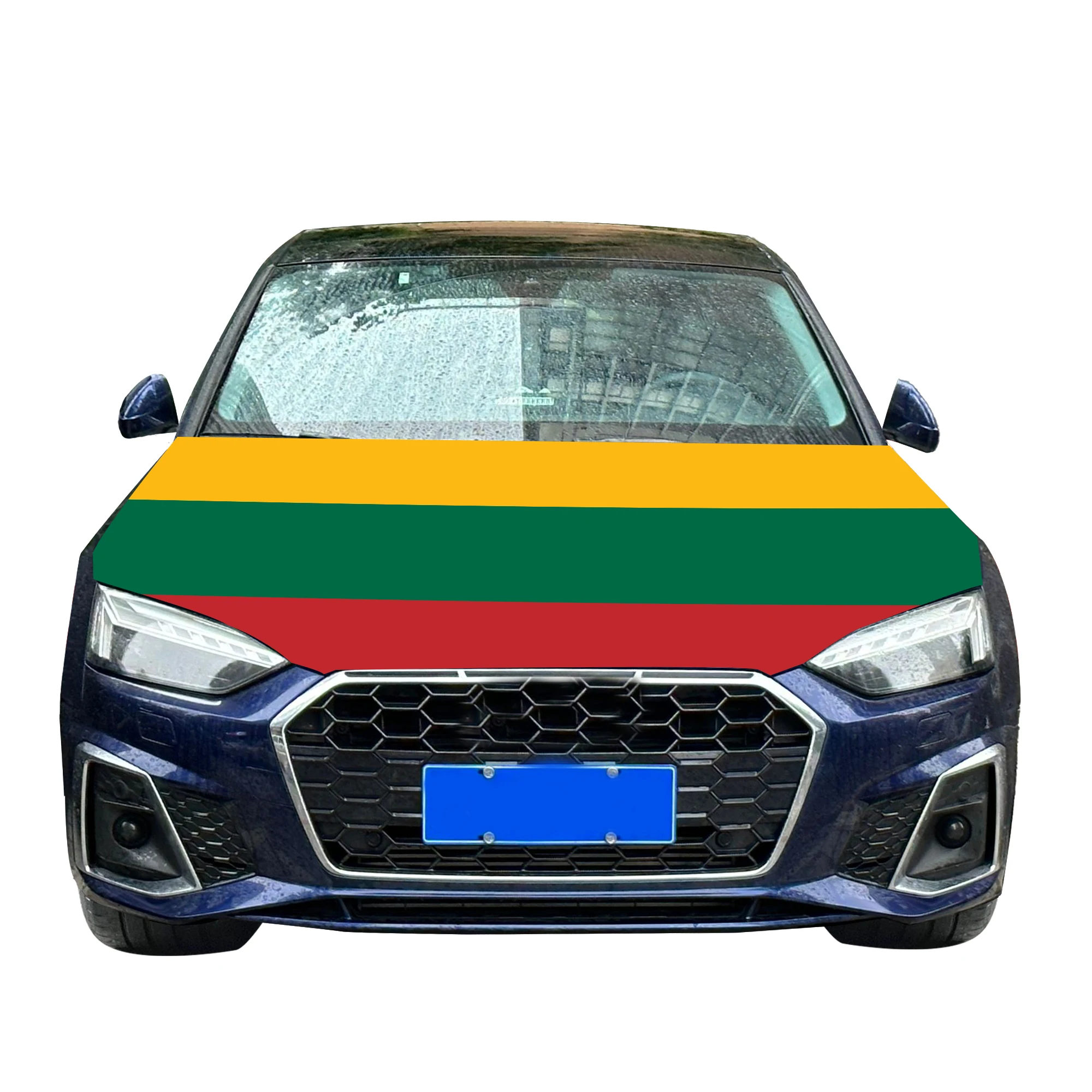 Lithuania Car Hood Cover Flag  Universal Size Elastic Polyester 120x150cm for Car Decor