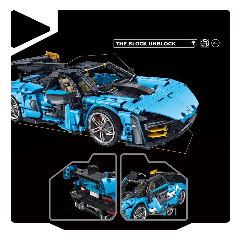 1:14 scala veicolo tecnico Racing Building Block Senna GTR Concept Super Sport Car Model Supercar Toys mattoni per regali