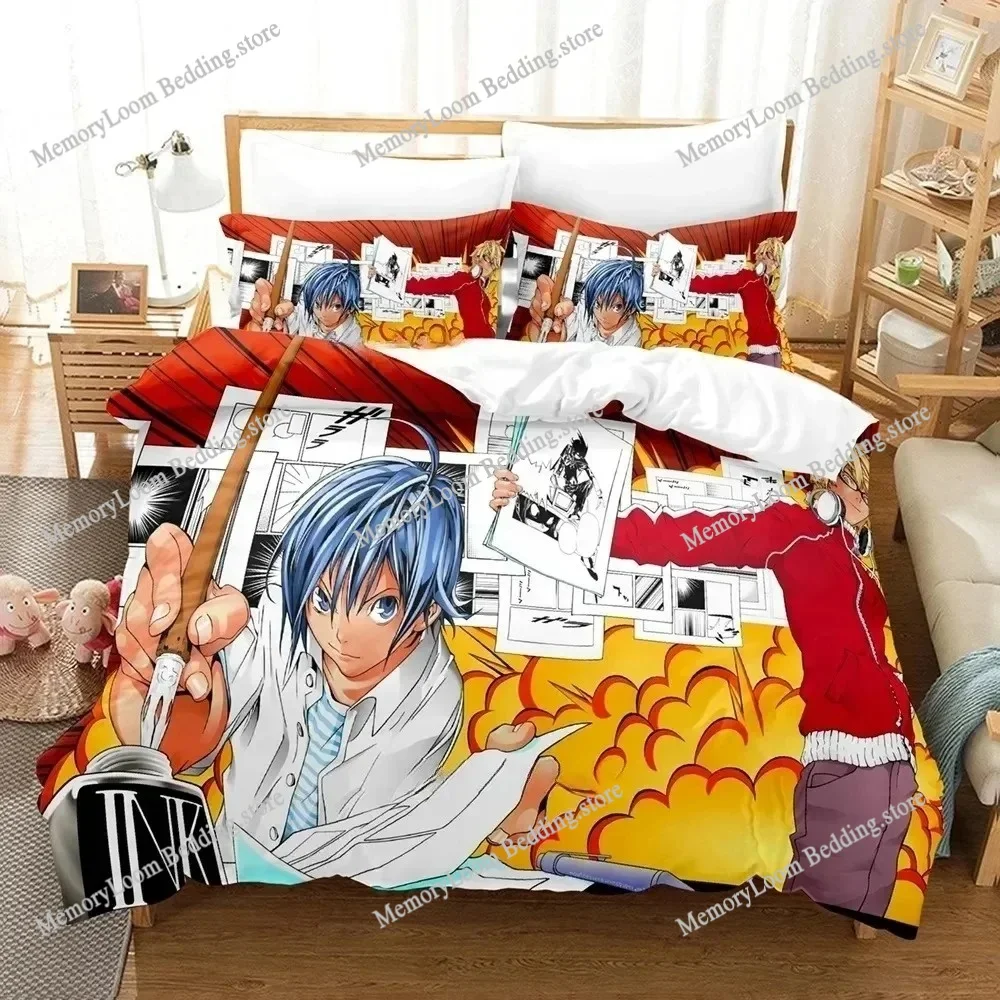 3D Printing Anime Bed Sheet Set Bakuman Bedding Set Single Twin Full Queen King Size Bed Set Adult Kid Bedroom Duvet Cover Sets