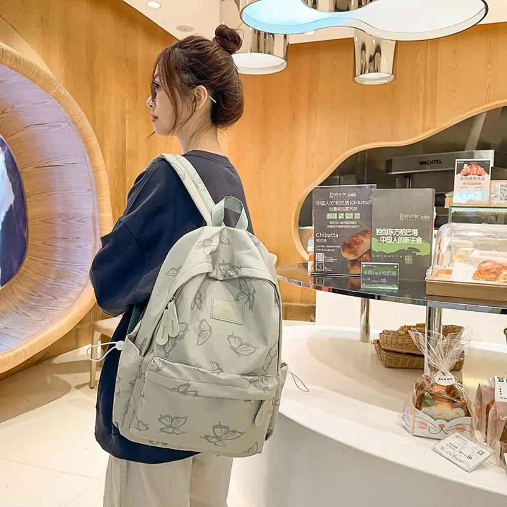 

Small Pack Butterfly Backpack Solid Color Handbag Zipper Shoulder Bag Multiple Pockets Sport Casual Backpack Students