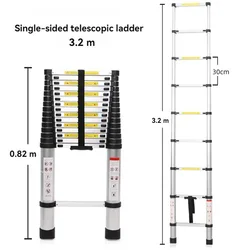 30 Steps Aluminum Ladders Portable Straight Ladder 2.9M/3.2M Household Folding Extension Telescopic Ladders Stepladder