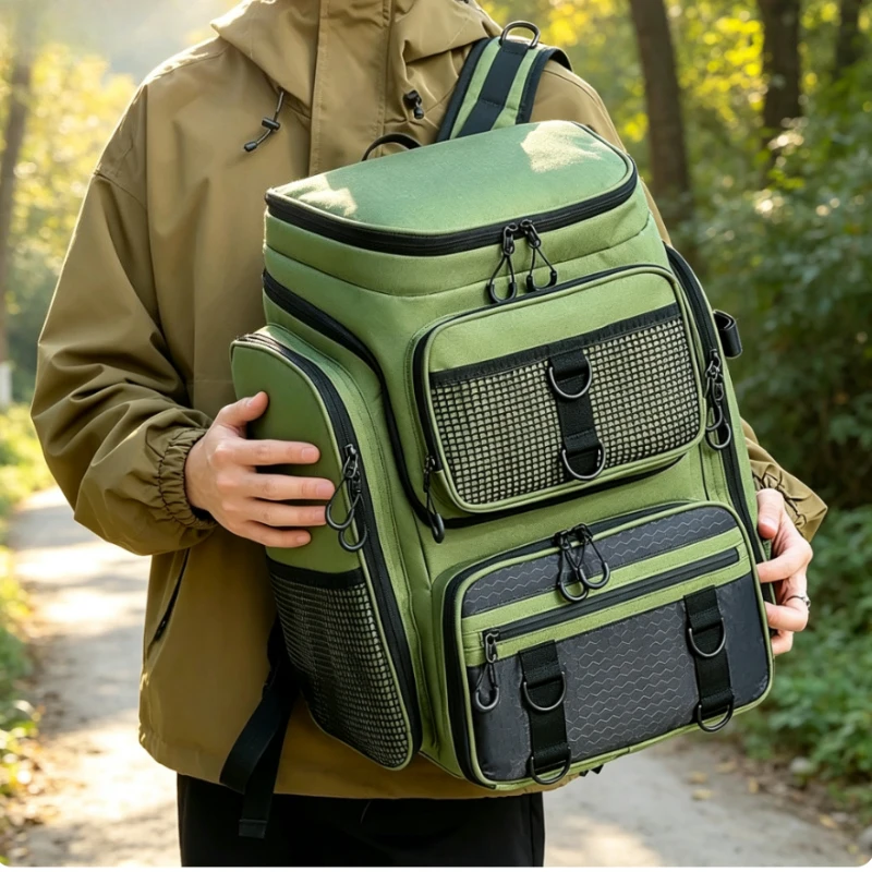 2024 New Outdoor Lure Fishing Backpack, Multifunctional Camo Tackle Bag Rod Holder, Scratch-Resistant Durable for Anglers Travel