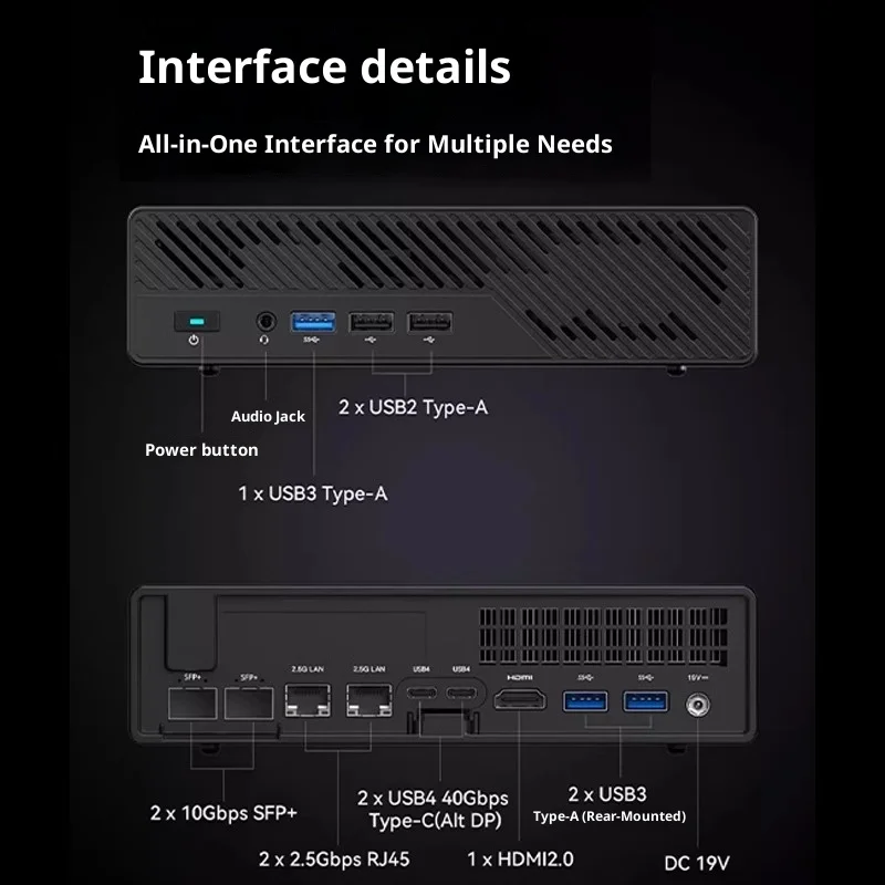 MS-01 มินิพีซี Intel i5-12600H เจนเนอเรชั่น 12 ประสิทธิภาพสูง เงียบสงบ คอมพิวเตอร์ตั้งโต๊ะขนาดเล็ก รองรับพอร์ต NAS แบบคู่ 10Gbe พอร์ต Gigabit Ethernet สี่พอร์ต