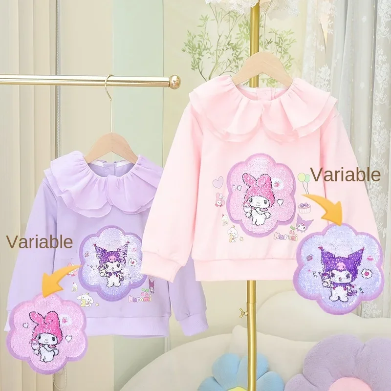 

Sanrio Anime My Melody Girl Kawaii Sports Sweater Set Spring Autumn Cute Cartoon Kuromi Fashionable Versatile Sweater Set Gifts