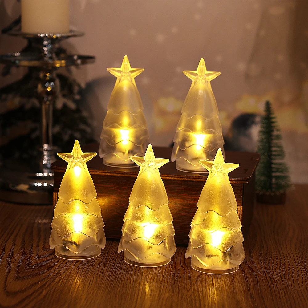 LED Christmas Portable Night Light Glowing Stars Christmas Tree New Year Lantern X-mas Decor Lamps Supplies Home Party Ornaments