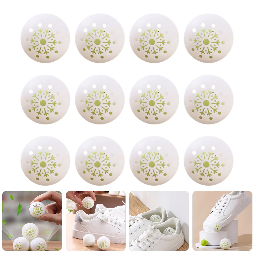 12 Pcs Sneakers Shoe Deodorant Ball Remover Eliminator Smell Cabinet Deodorize Balls White