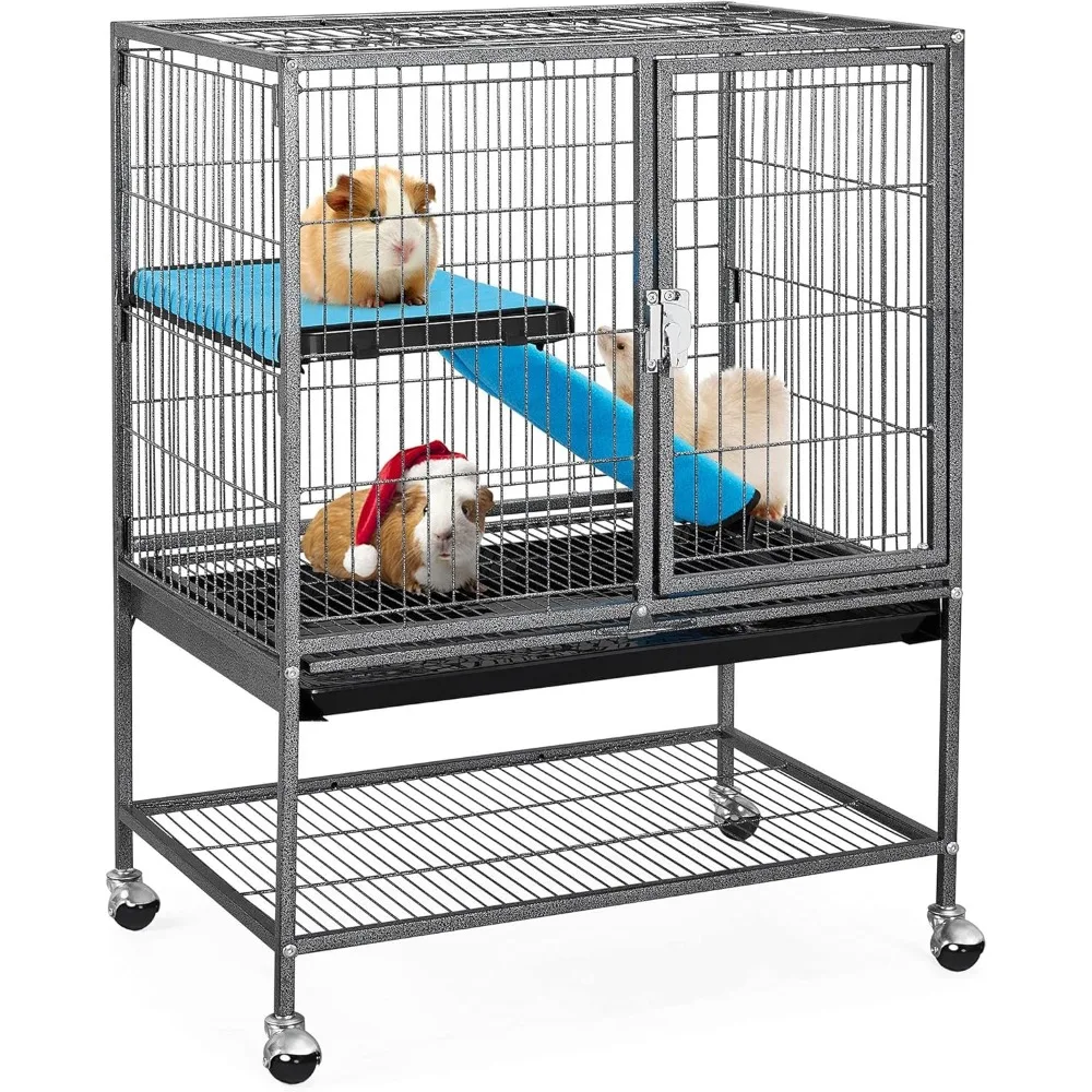 

Metal Rolling Cage for Adult Rats/Ferrets/Chinchillas Small Animal Cage w/Removable Ramp & Platform Black