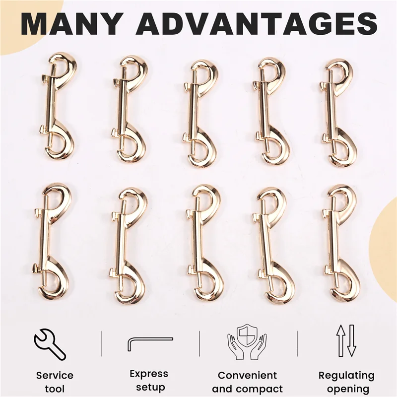 -A14E 10-Pack 65 مم B-شكل مزدوج نهاية الترباس المفاجئة هوك كليب للغوص، سبائك الزنك حلقة تسلق سريعة السحب