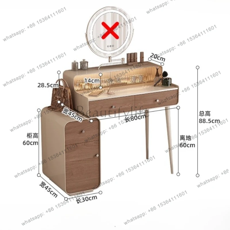 makeup luxury dressing table French cream style organizer with mirror lights stool wood Dressing rooms bedroom modern furniture