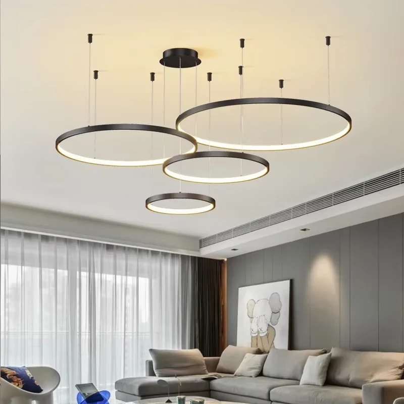 Modern Led Ring Chandelier Home Lighting Living Room Dining Room Bedroom Home Decoration Pendant Lights Indoor Hanging Lamp