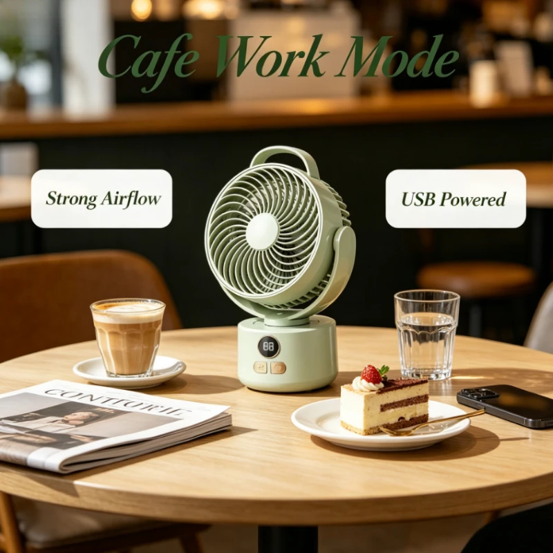Outdoor Camping Fan - USB Rechargeable Silent Fan with Oscillation