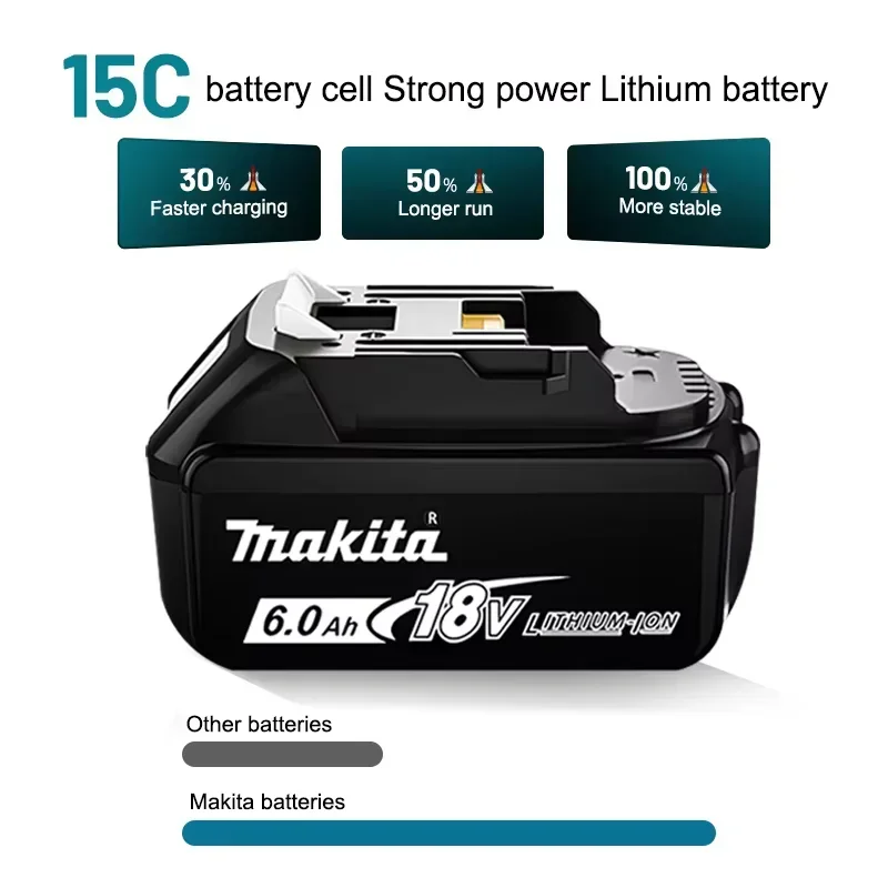 Makita Original Battery 6Ah for Makita 18V Battery bl1815 bl1830 bl1840 bl1845 bl1860 bl1445 Makita Replacement Lithium Battery