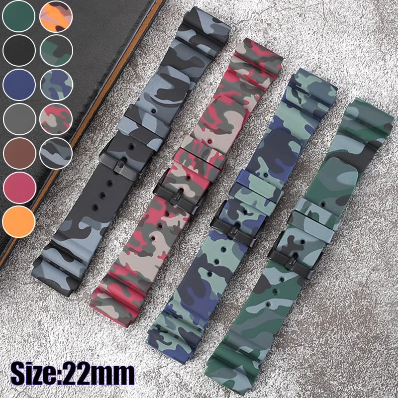 Men Women Bracelets Camouflage Silicone Watch Strap Rubber Watchband 22mm High Quality Sport Wristbands for Huawei Watch GT2/GT3