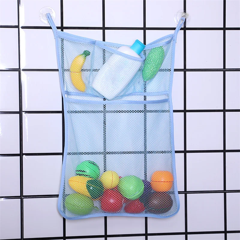 Baby Bathroom Mesh Bag for Children Bath Toy Bag Net Suction Cup Baskets Kids Bathtub Doll Organizer Bath Toy Storage Net Bag