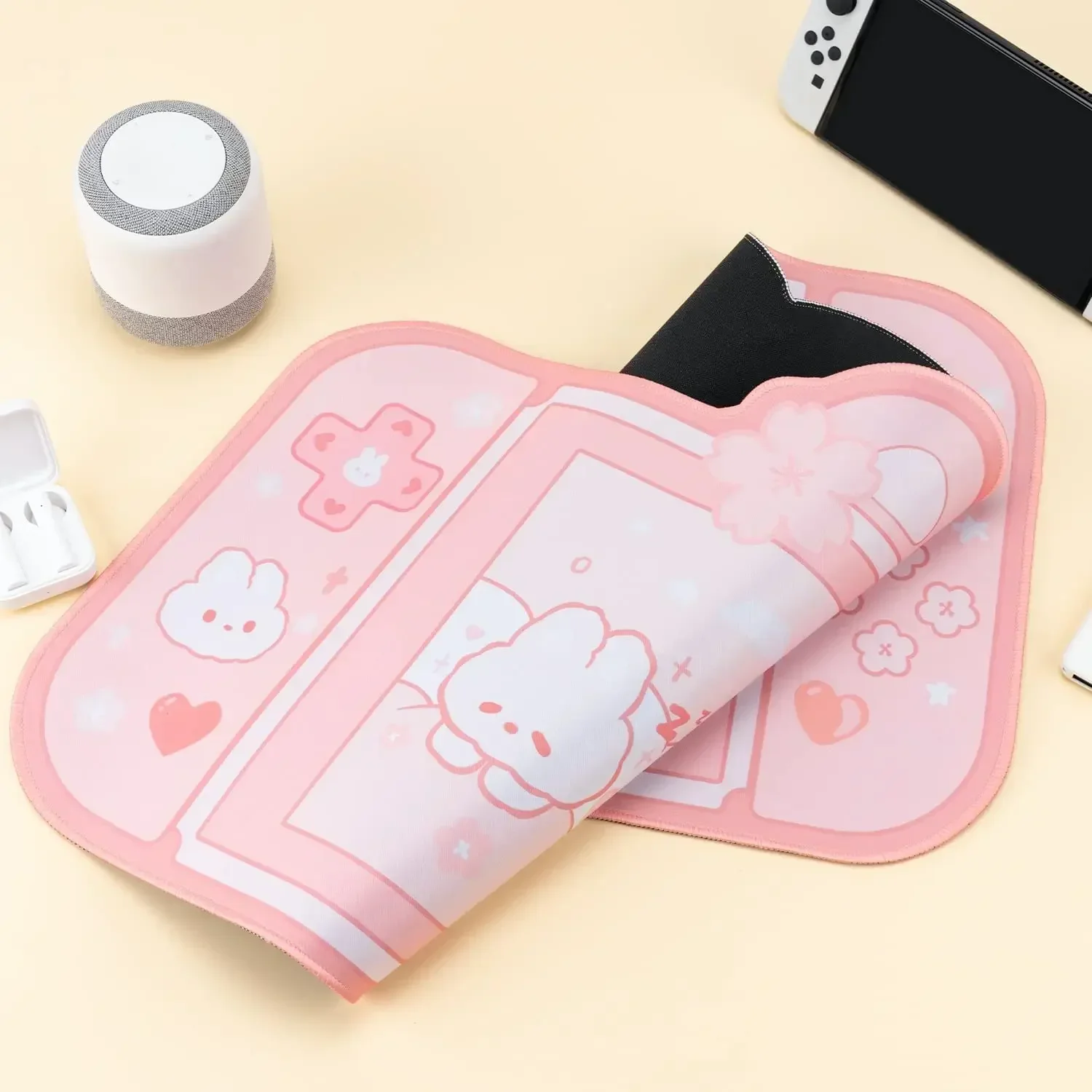 Alfombrillas de ratón Kitty para teclado NS Switch Gaming XXL, alfombrilla de ratón grande, rosa, Kawaii, lindo Anime, Blotter Protector de escritorio