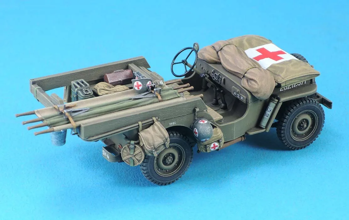 1:35 Scale Die-cast Resin  Model Assembly Kit American Willys Ambulance Jeep Conversion (no Etching) Unpainted