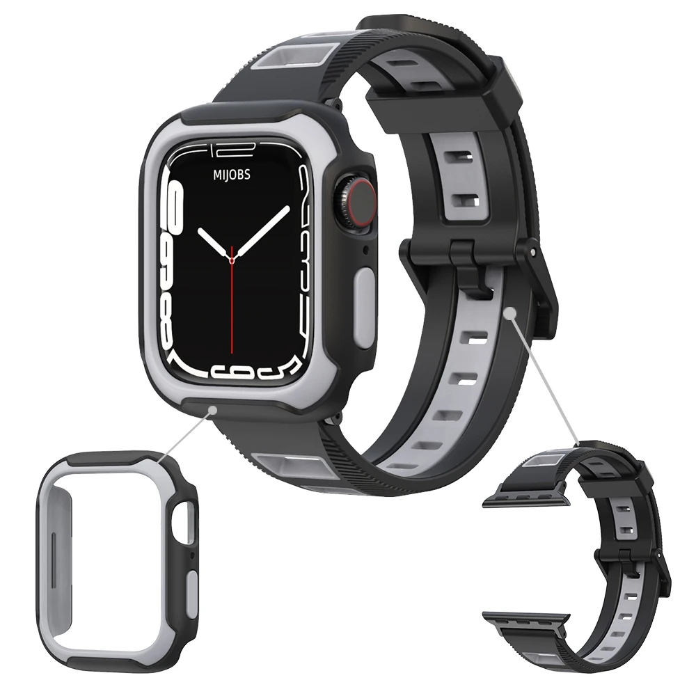 Case + Strap for Apple Watch Series 7 6 5 4 SE 45mm 41mm 44mm 40mm Screen Protector Cover with Bracelet iWatch Accessories