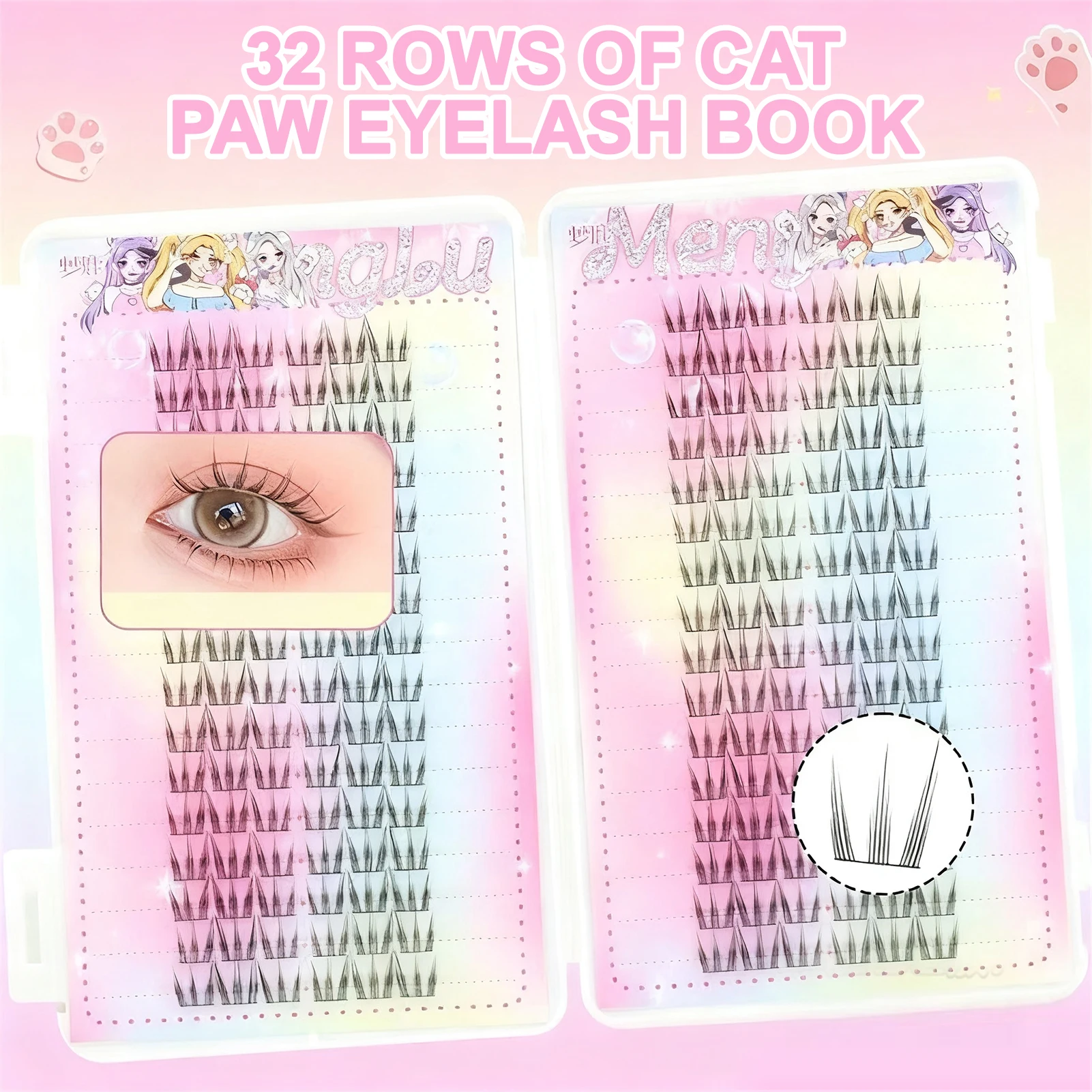 Cat Paw False Eyelashes manga individual Clusters lashes Natural Wispy Lash extenstions for cosplay Makeup Cosmetics tools